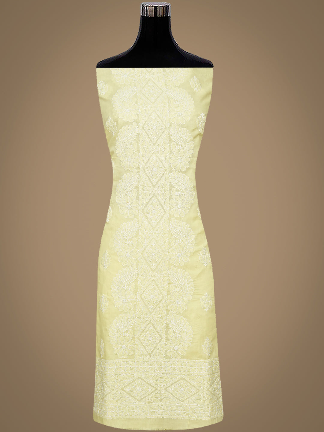Ada Hand Embroidered Lemon Cotton lucknowi Chikankari Unstitched Kurta 01A991979