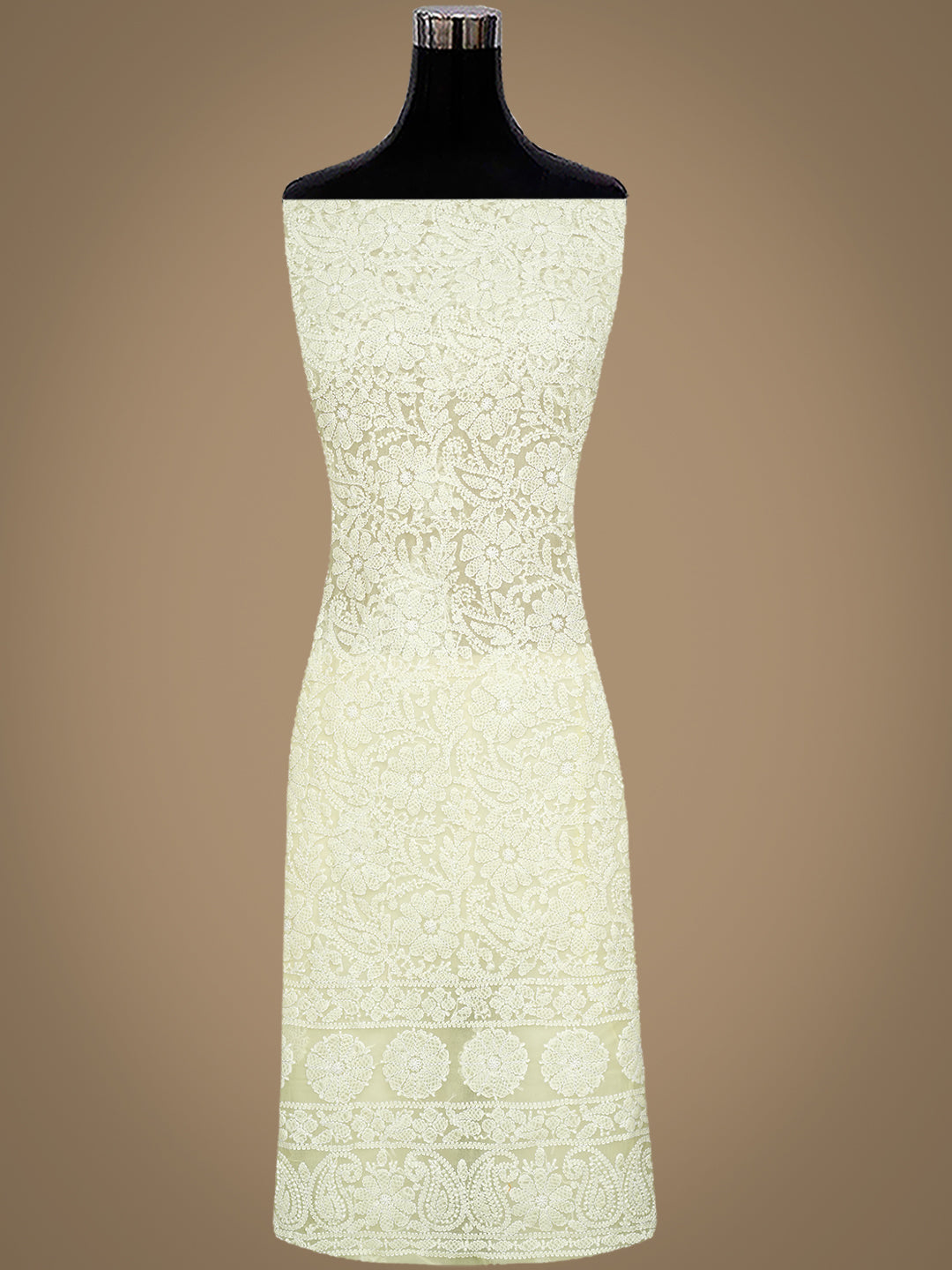 Ada Hand Embroidered Lemon Georgette Lucknowi Chikankari Unstitched Suit Piece 07A502059