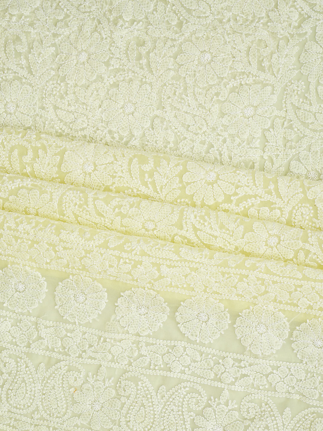 Ada Hand Embroidered Lemon Georgette Lucknowi Chikankari Unstitched Suit Piece 07A502059