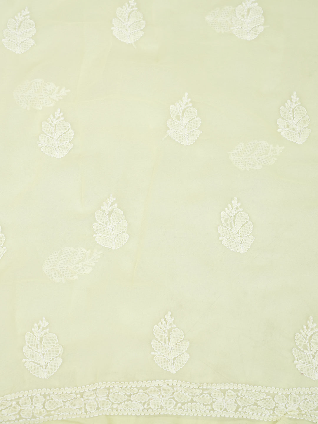 Ada Hand Embroidered Lemon Georgette Lucknowi Chikankari Unstitched Suit Piece 07A502059