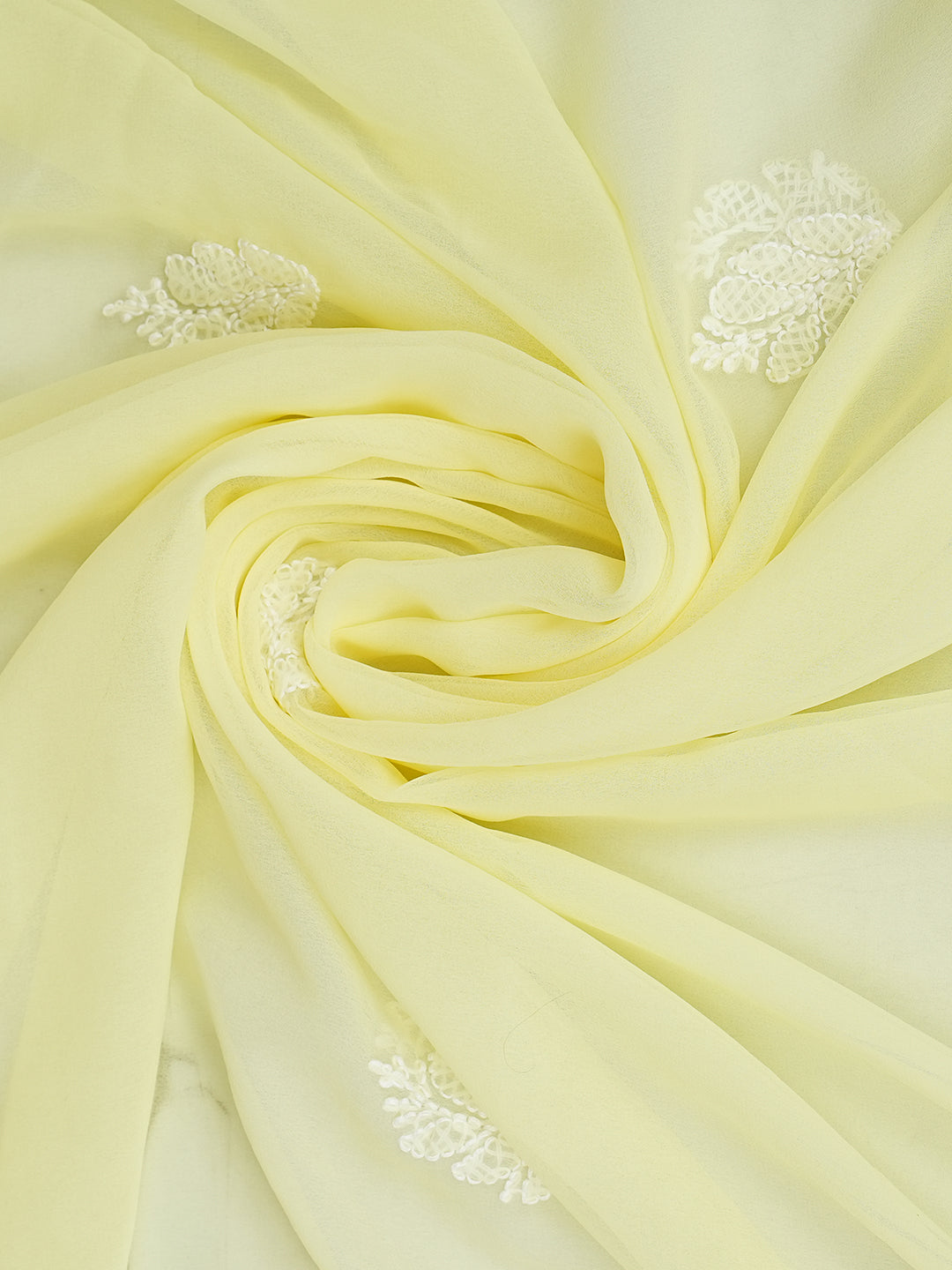 Ada Hand Embroidered Lemon Georgette Lucknowi Chikankari Unstitched Suit Piece 07A502059