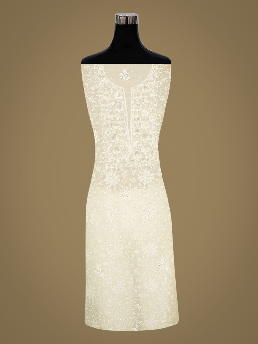 Ada Hand Embroidered Lemon Organza Lucknowi Chikankari Unstitched Kurta Dupatta Set With Cutdana Work 01A908323