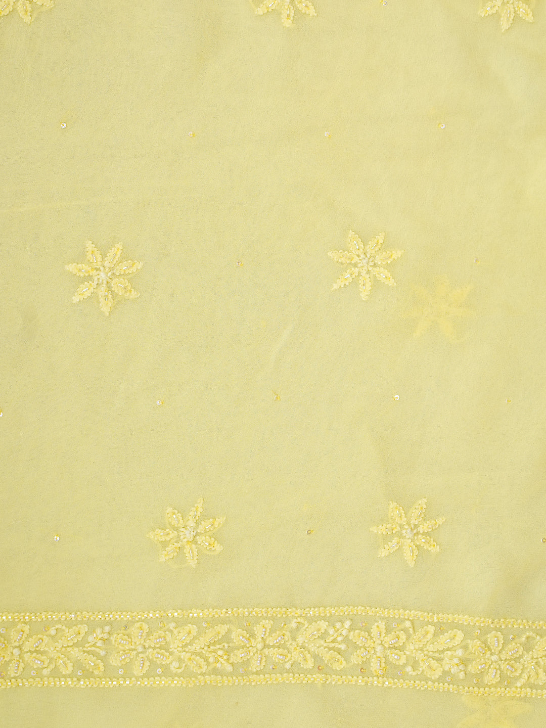 Ada Hand Embroidered Lemon Viscose Georgette Lucknowi Chikankari Unstitched Kurta Dupatta Set With Cutdana Work 01A778391