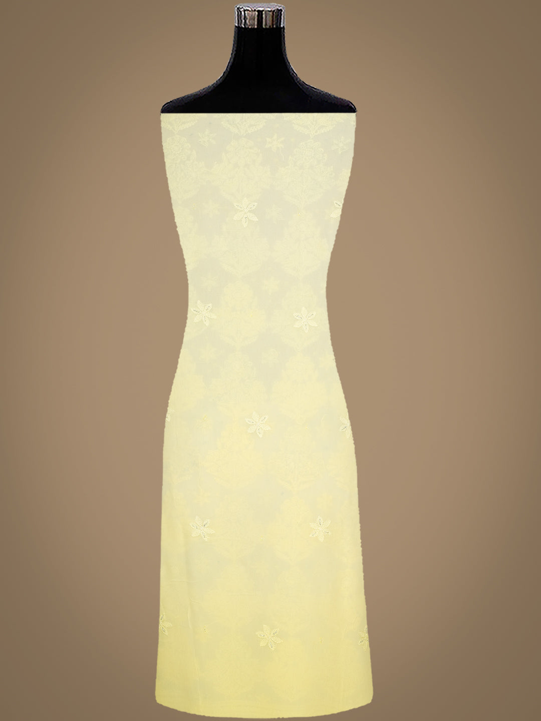 Ada Hand Embroidered Lemon Viscose Georgette Lucknowi Chikankari Unstitched Kurta Dupatta Set With Cutdana Work 01A816528