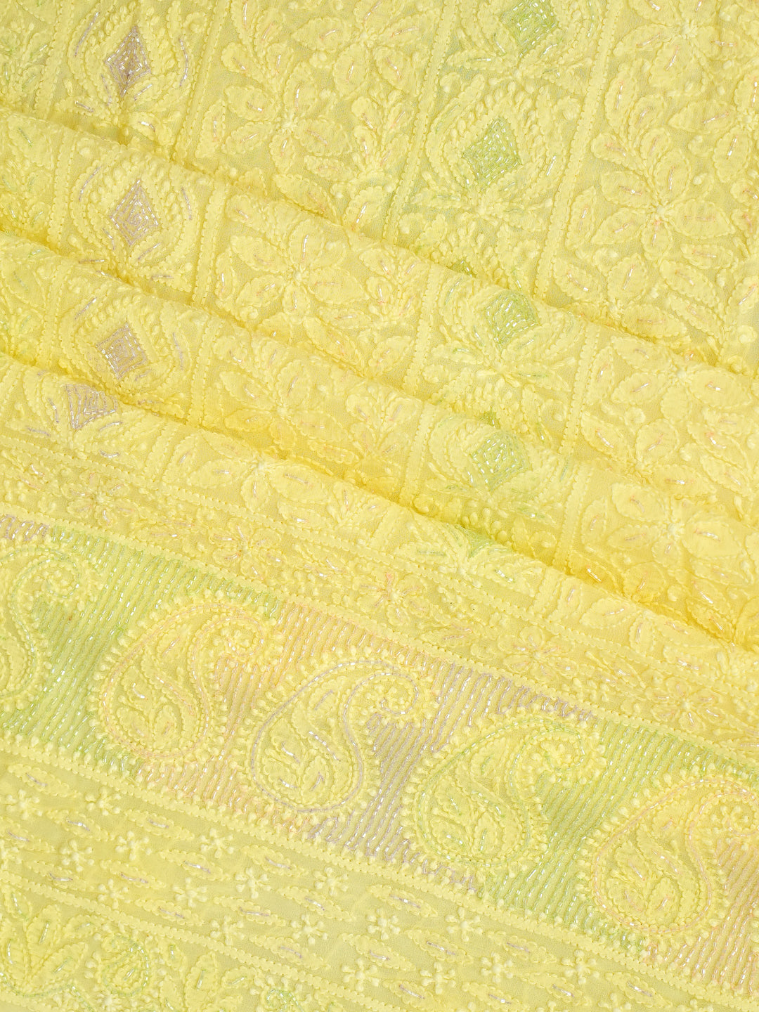 Traditional Lemon Lucknowi Chikankari Suit Set with Matching Dupatta