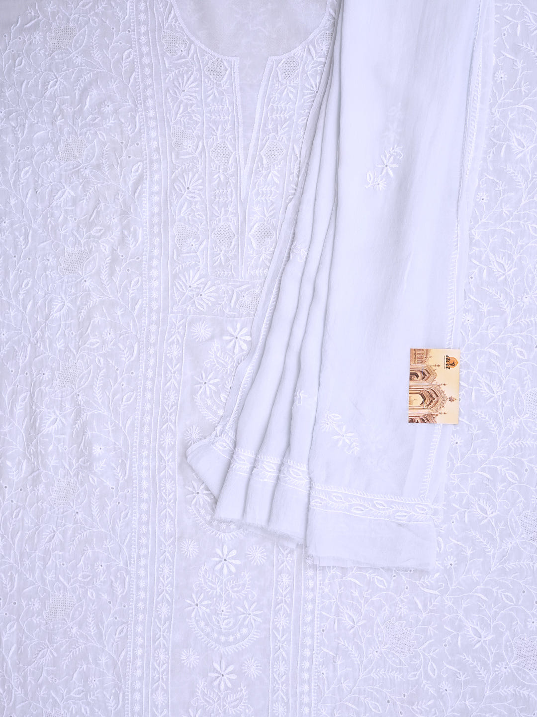 Ada Light Blue Pure Georgette Unstitched Kurta Dupatta_4