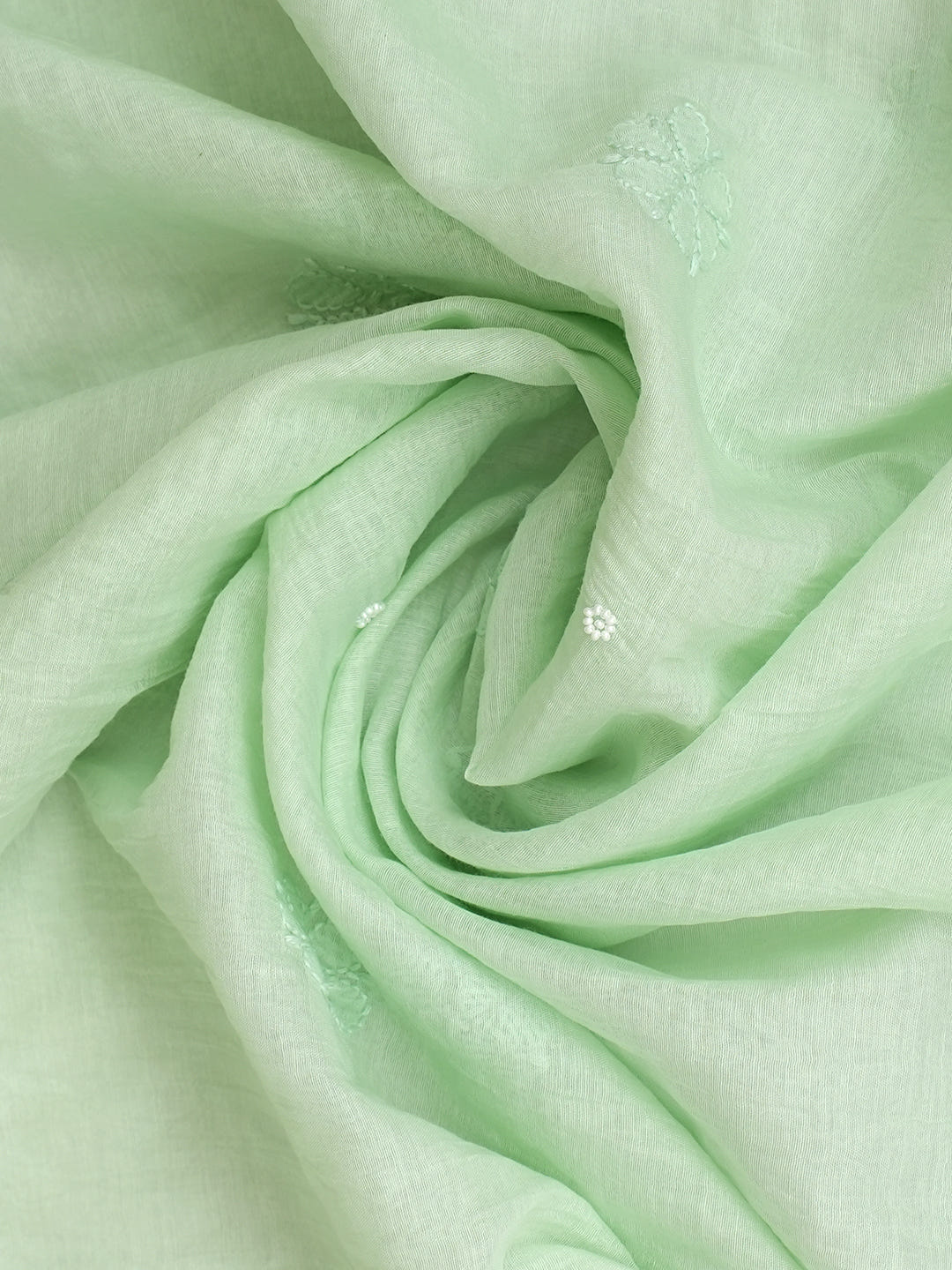Ada Hand Embroidered Light Green Chanderi Lucknowi Chikankari Unstitched Suit Piece With Cutdana Work 01A1025744_5