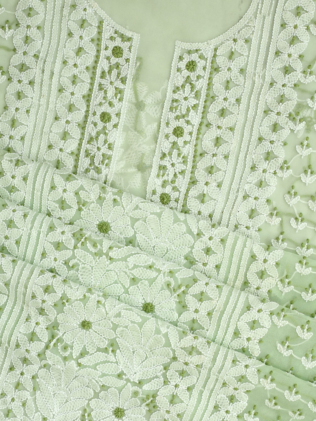 Ada Hand Embroidered Light Green Georgette Lucknowi Chikankari Unstitched Suit Piece 01A977931_3