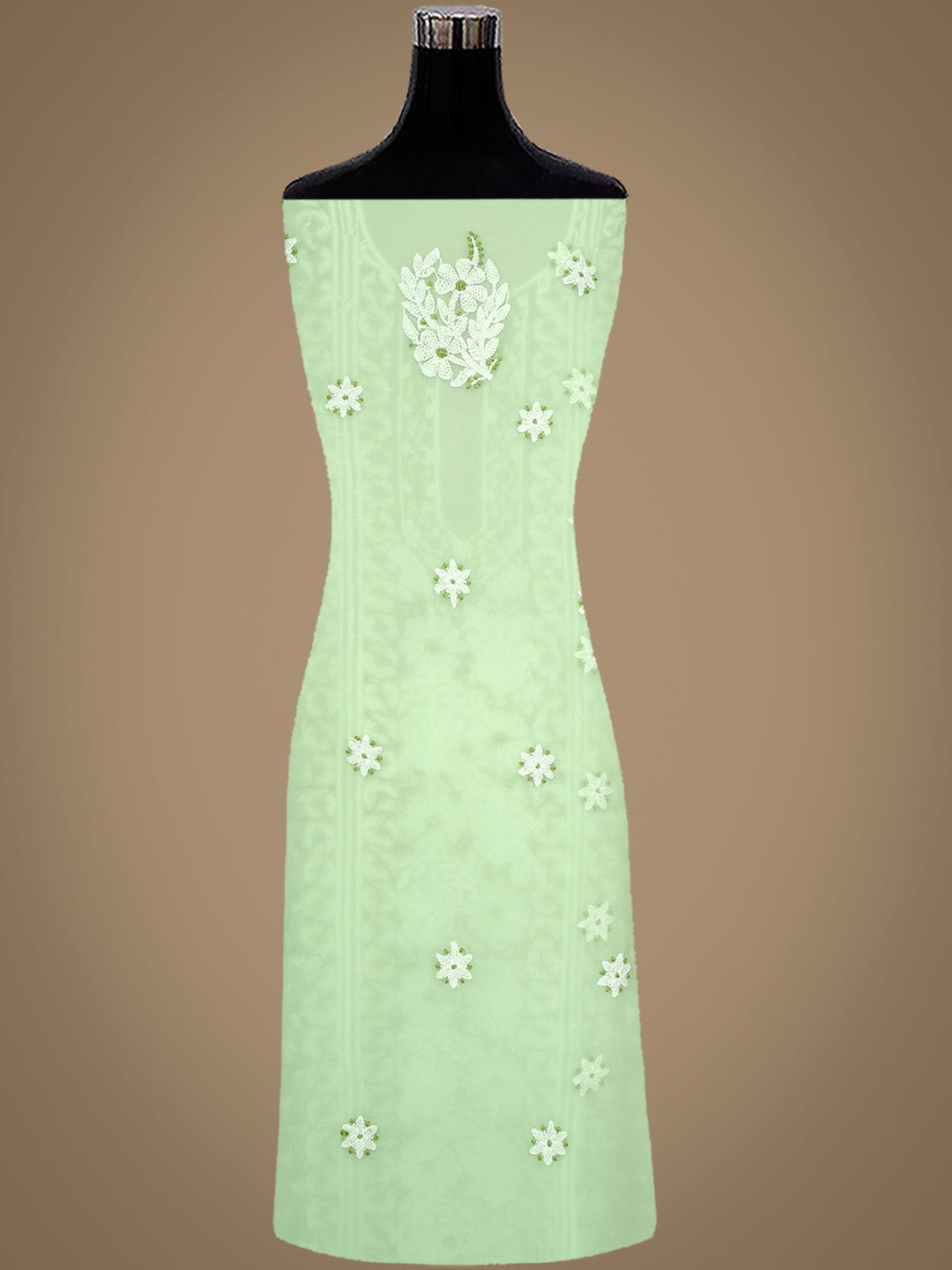 Ada Hand Embroidered Light Green Georgette Lucknowi Chikankari Unstitched Suit Piece 01A977931_6