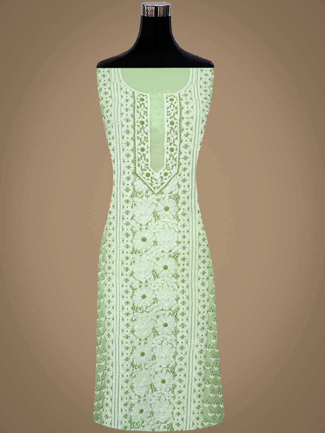 Ada Hand Embroidered Light Green Georgette Lucknowi Chikankari Unstitched Suit Piece 01A977931_7