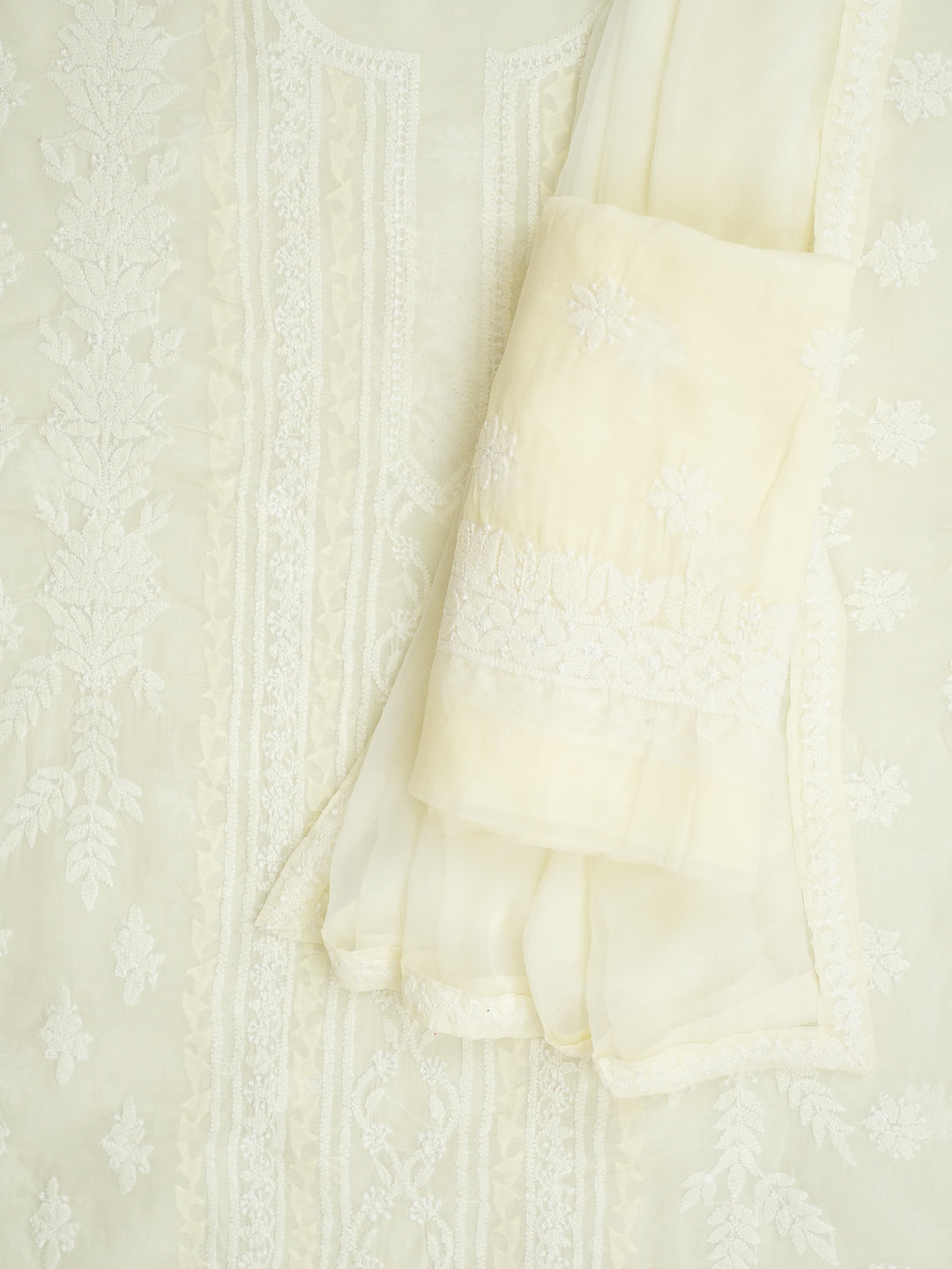 Women’s Light Lemon Cotton Ethnic Suit with Chikankari Work