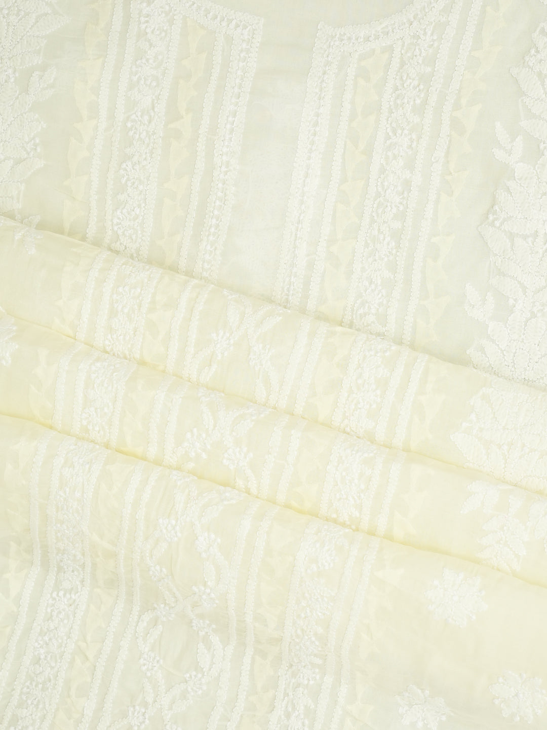 Traditional Light Lemon Chikankari Suit Piece for Festive Wear