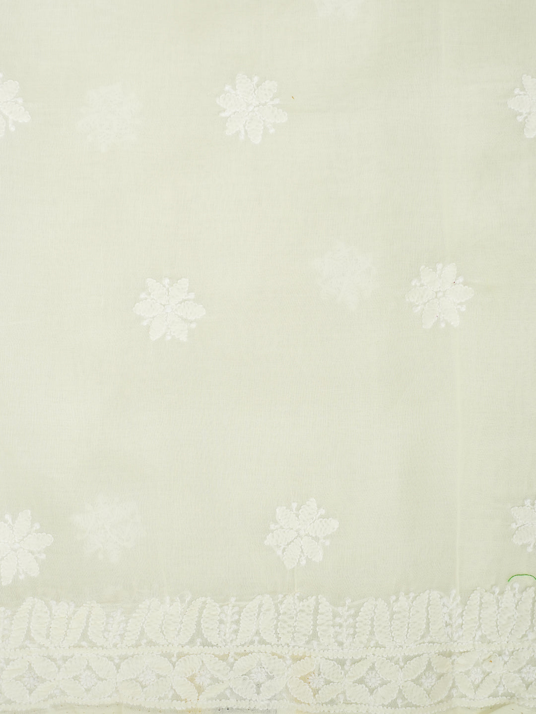 Designer Light Lemon Cotton Chikankari Dress Material by Ada