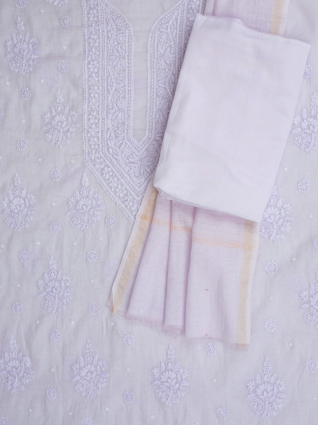 Ada Hand Embroidered Light Mauve Chanderi Lucknowi Chikankari Unstitched Suit Piece With Pearl Work 01A1025694_3