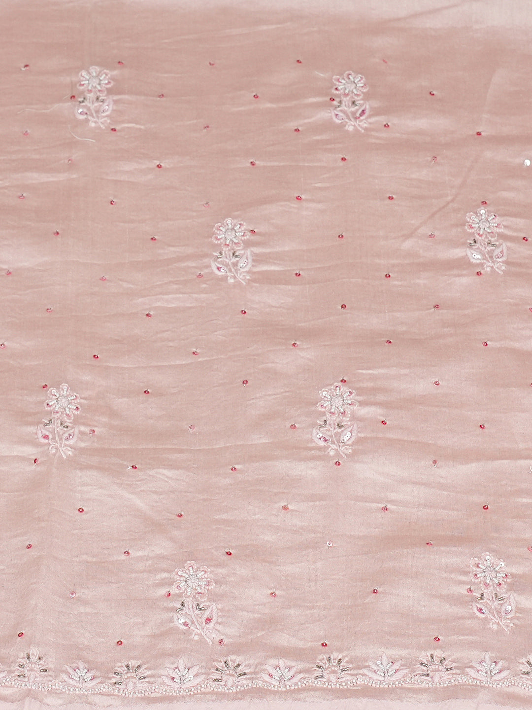 Ada Hand Embroidered Light Pink Chanderi Lucknowi Chikankari Unstitched Kurta Dupatta Set With Cutdana Work 01A805655