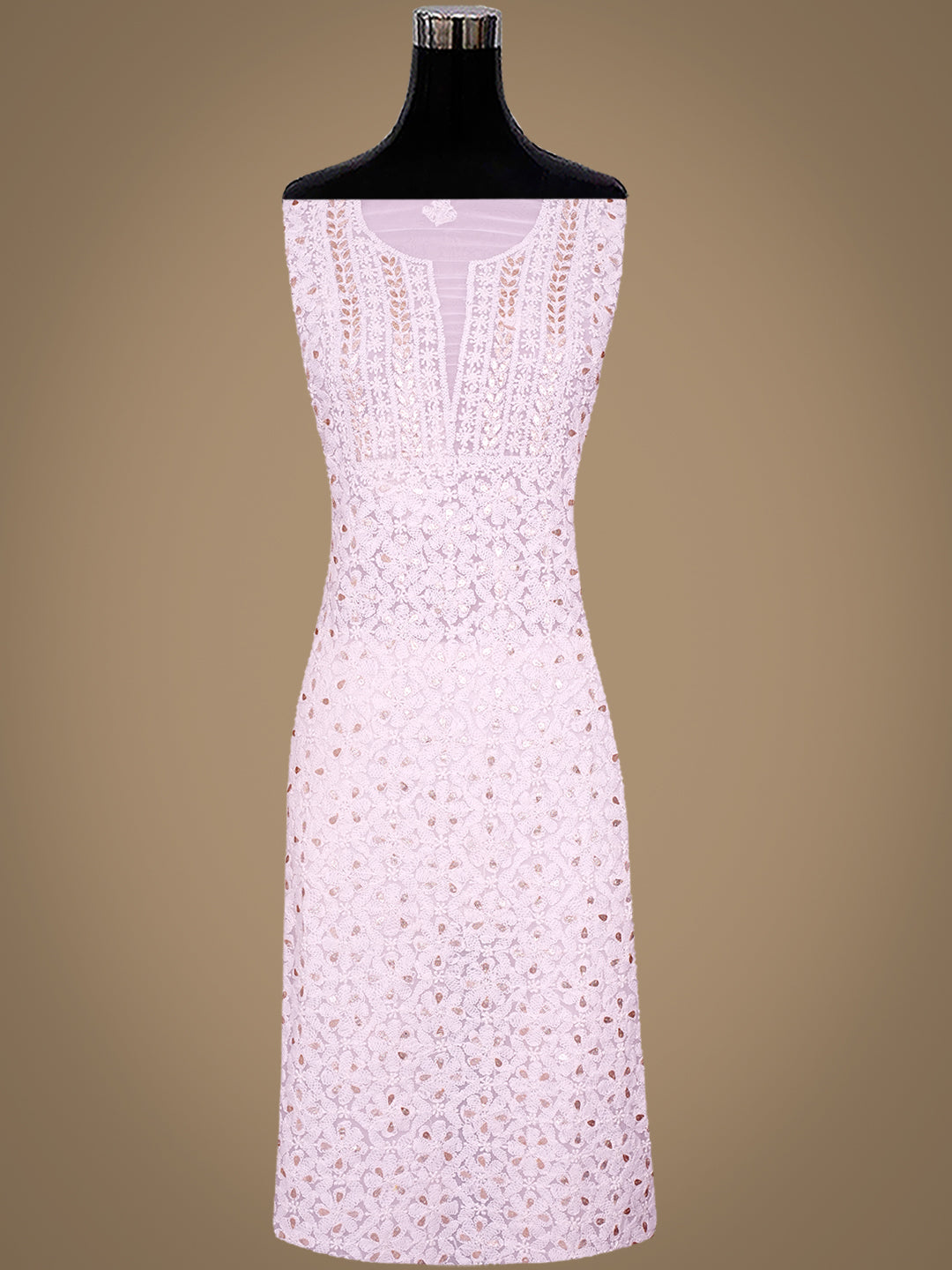 Ada Hand Embroidered Light Pink Georgette Lucknowi Chikankari Unstitched Suit Piece With Gota Patti Work 01A998364