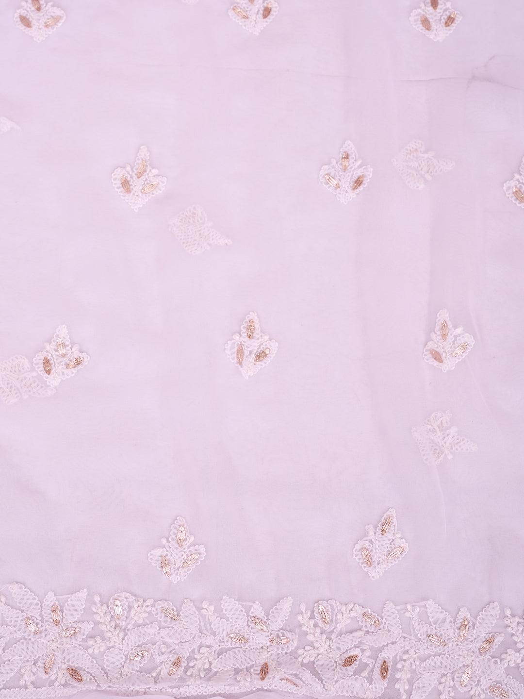 Ada Hand Embroidered Light Pink Georgette Lucknowi Chikankari Unstitched Suit Piece With Gota Patti Work 01A998364