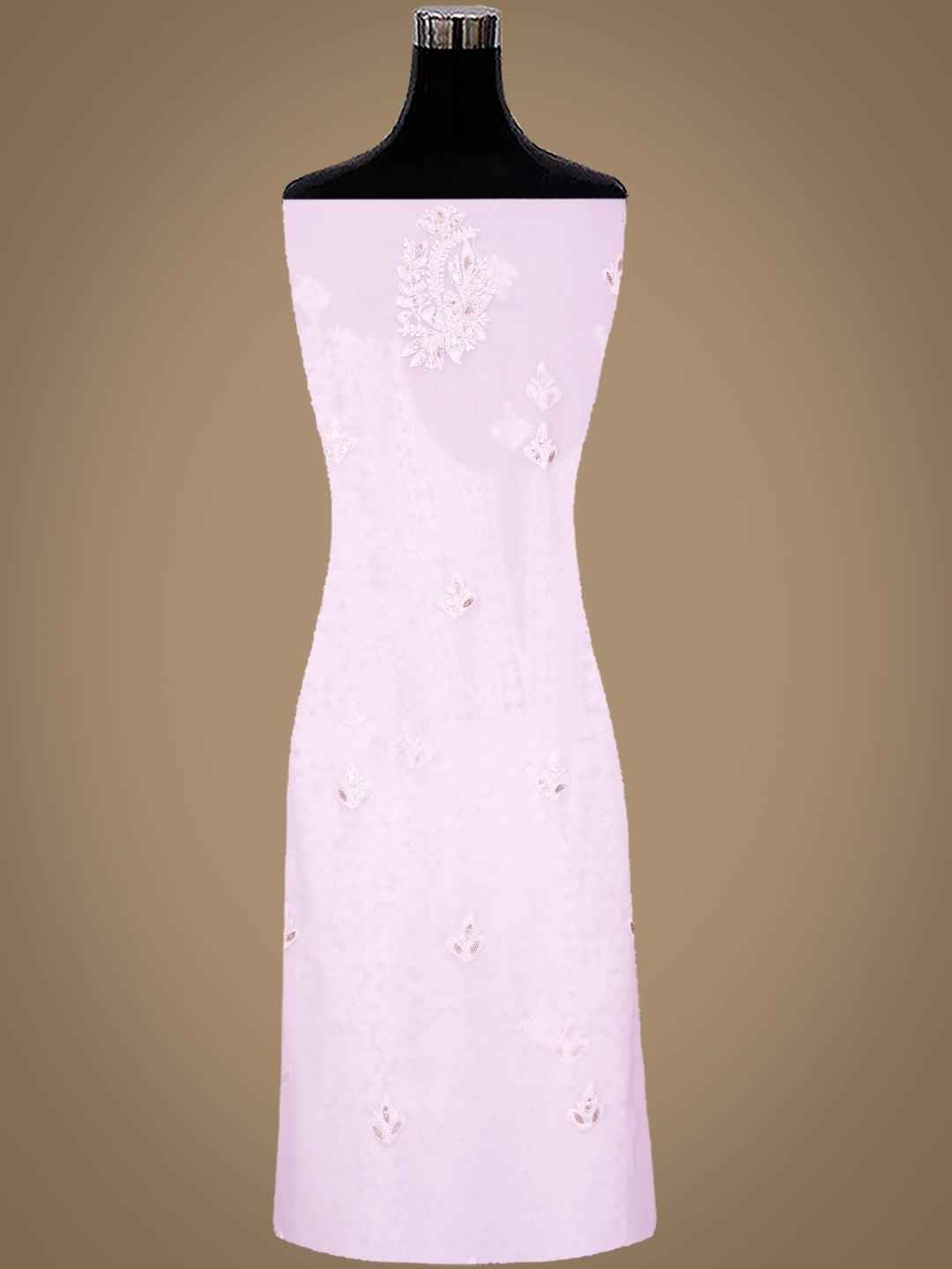 Ada Hand Embroidered Light Pink Georgette Lucknowi Chikankari Unstitched Suit Piece With Gota Patti Work 01A998364