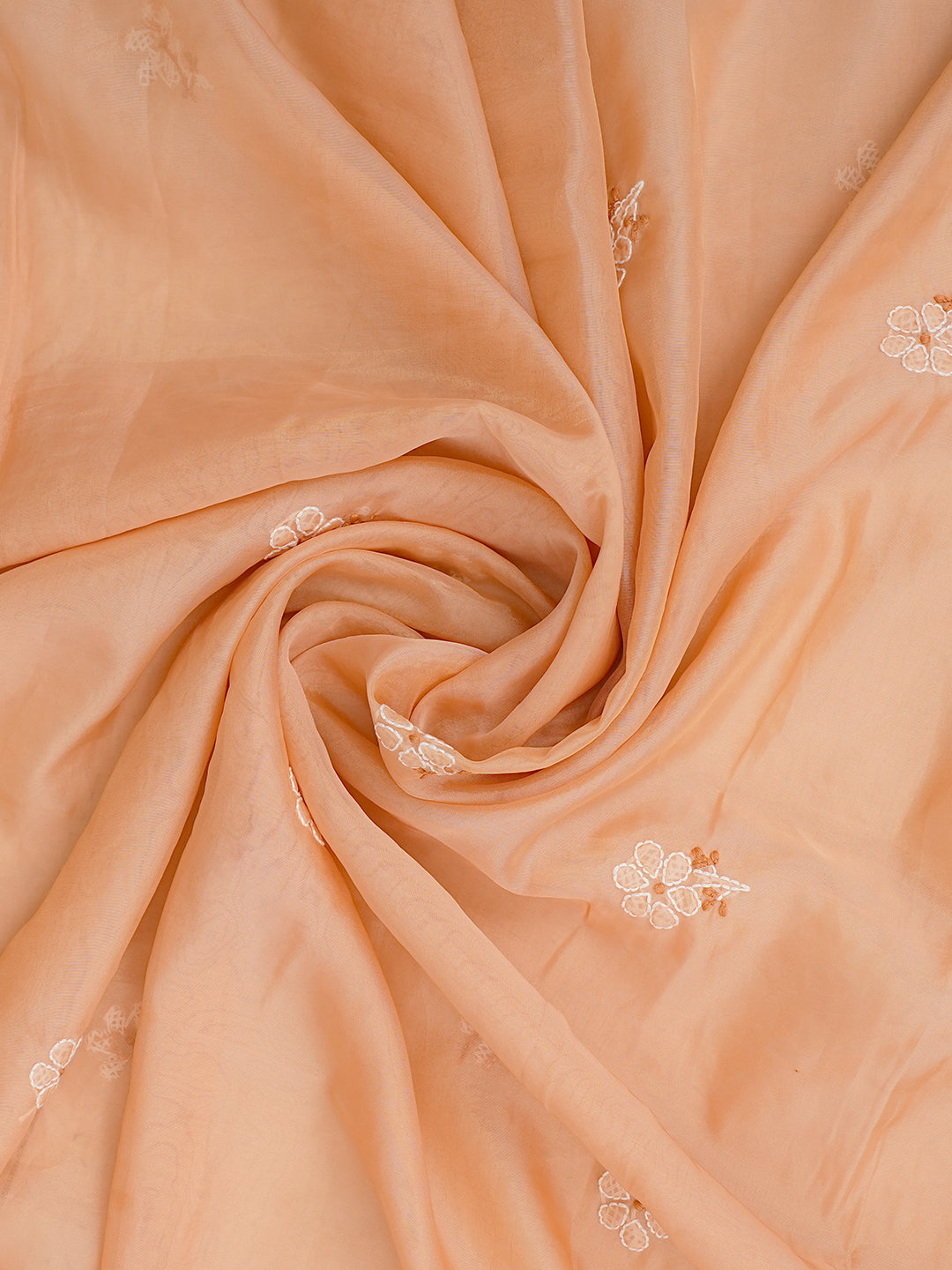 Ada Hand Embroidered Light Salmon Organza Lucknowi Chikankari Unstitched Kurta Dupatta Set With Cutdana Work 01A1003625