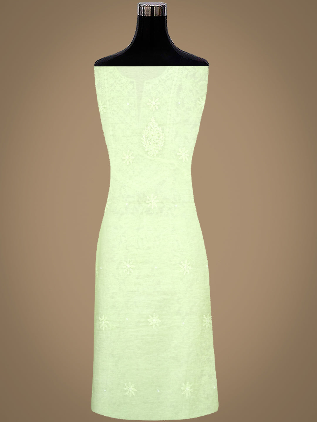 Ada Hand Embroidered Lime Green Chanderi Lucknowi Chikankari Unstitched Suite Set With Cutdana Work 01A1010818
