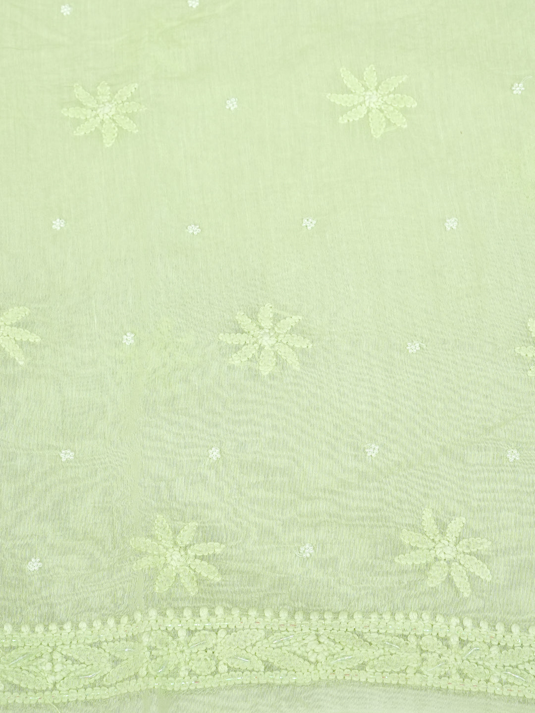 Ada Hand Embroidered Lime Green Chanderi Lucknowi Chikankari Unstitched Suite Set With Cutdana Work 01A1010818