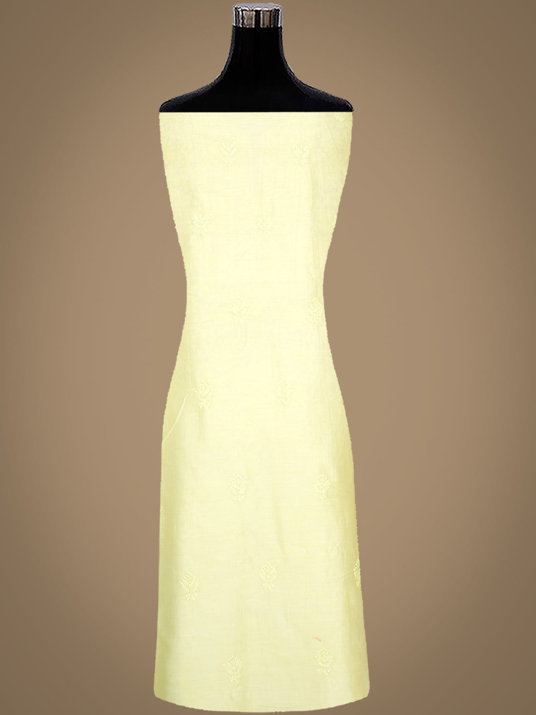 Ada Hand Embroidered Lime Green Chanderi Unstitched Lucknowi Chikankari Kurta Dupatta Set 01A962353