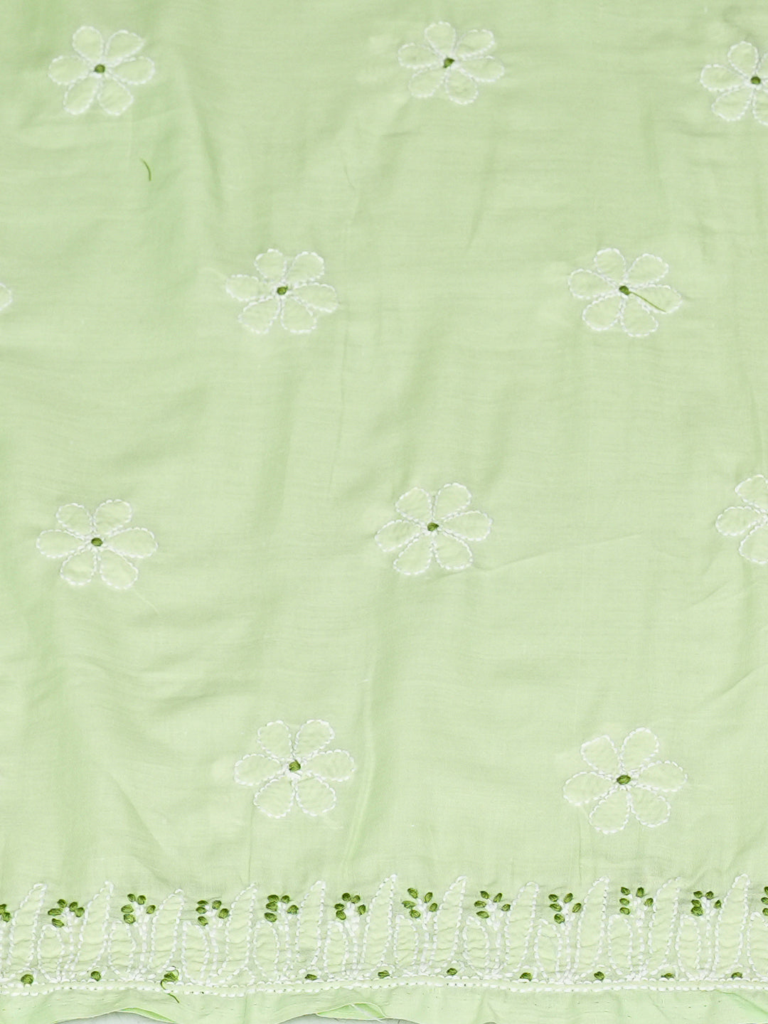 Ada Hand Embroidered Lime Green Cotton Lucknowi Chikankari Unstitched Kurta 01A735427