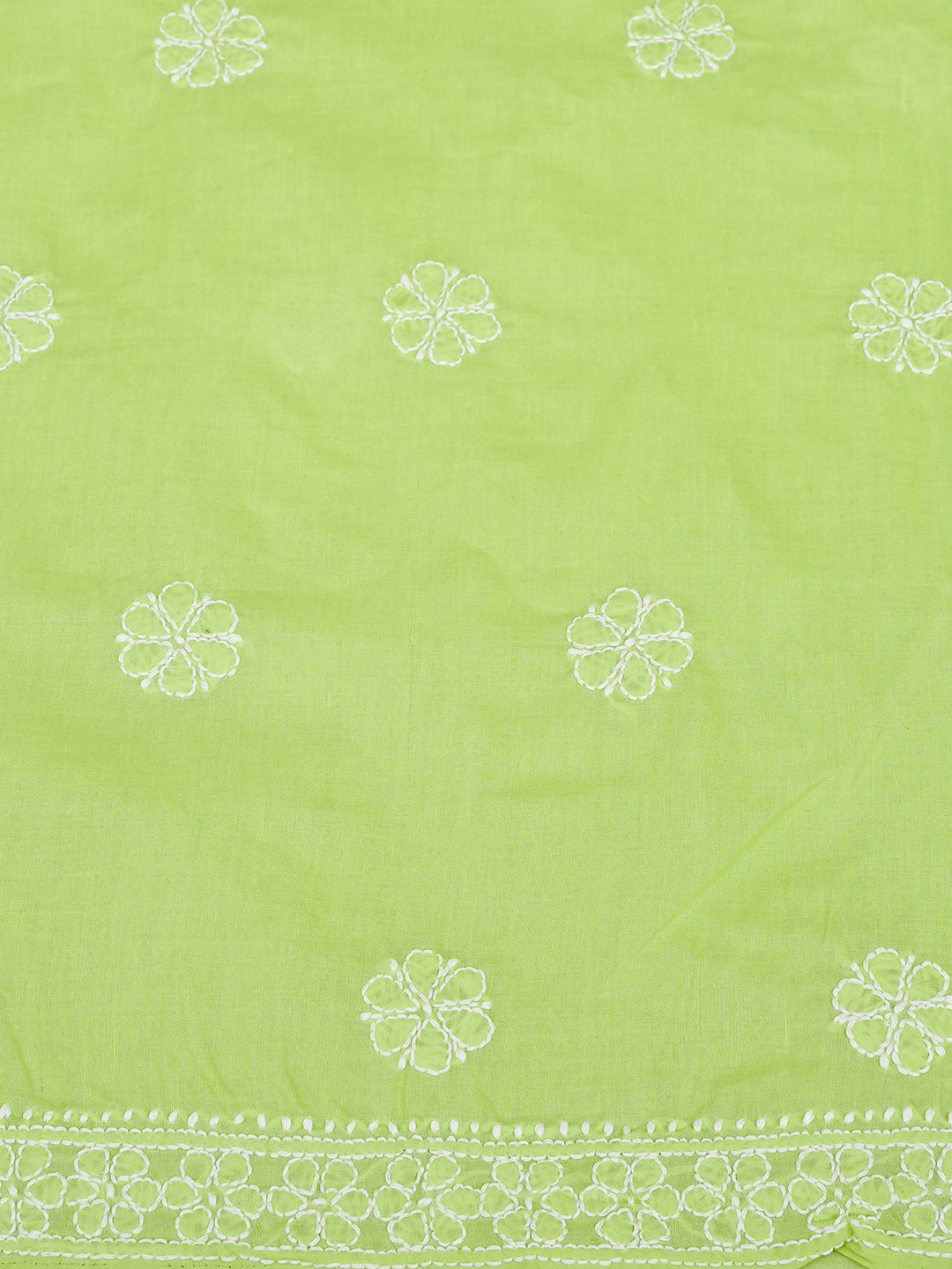 Ada Hand Embroidered Lime Green Cotton Lucknowi Chikankari Unstitched Suit Piece 01A992333