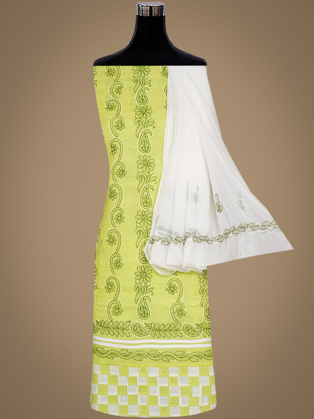 AdaHandEmbroideredLimeGreenCottonLucknowiChikankariUnstitchedSuitPieceWithChiffonDupatta01A905639_3
