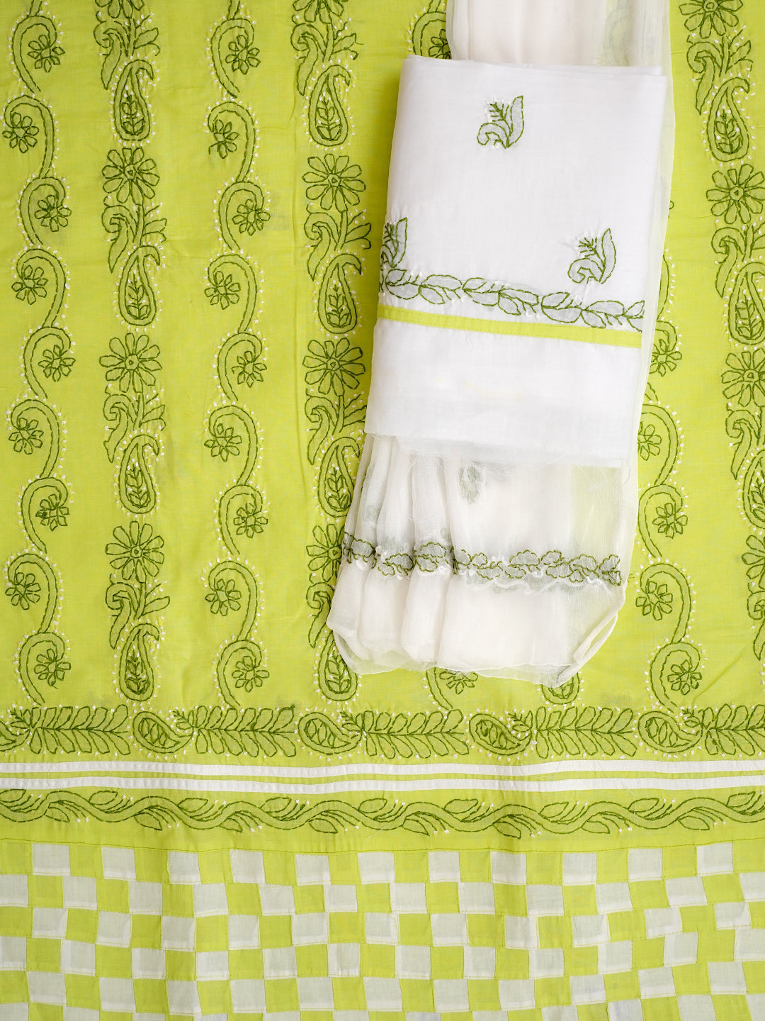AdaHandEmbroideredLimeGreenCottonLucknowiChikankariUnstitchedSuitPieceWithChiffonDupatta01A905639_4
