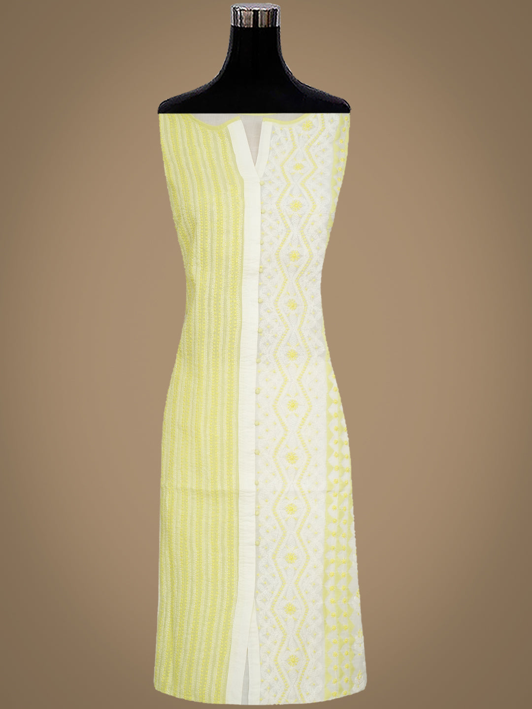 Elegant Lime Green Lucknowi Chikankari Cotton Suit Piece