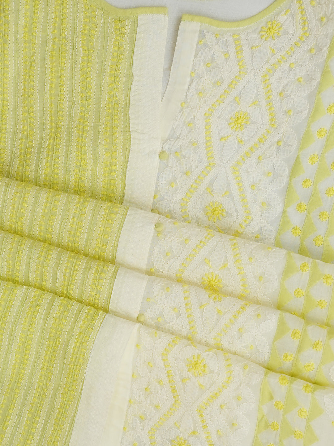 Women’s Lime Green Cotton Ethnic Suit with Chikankari Work
