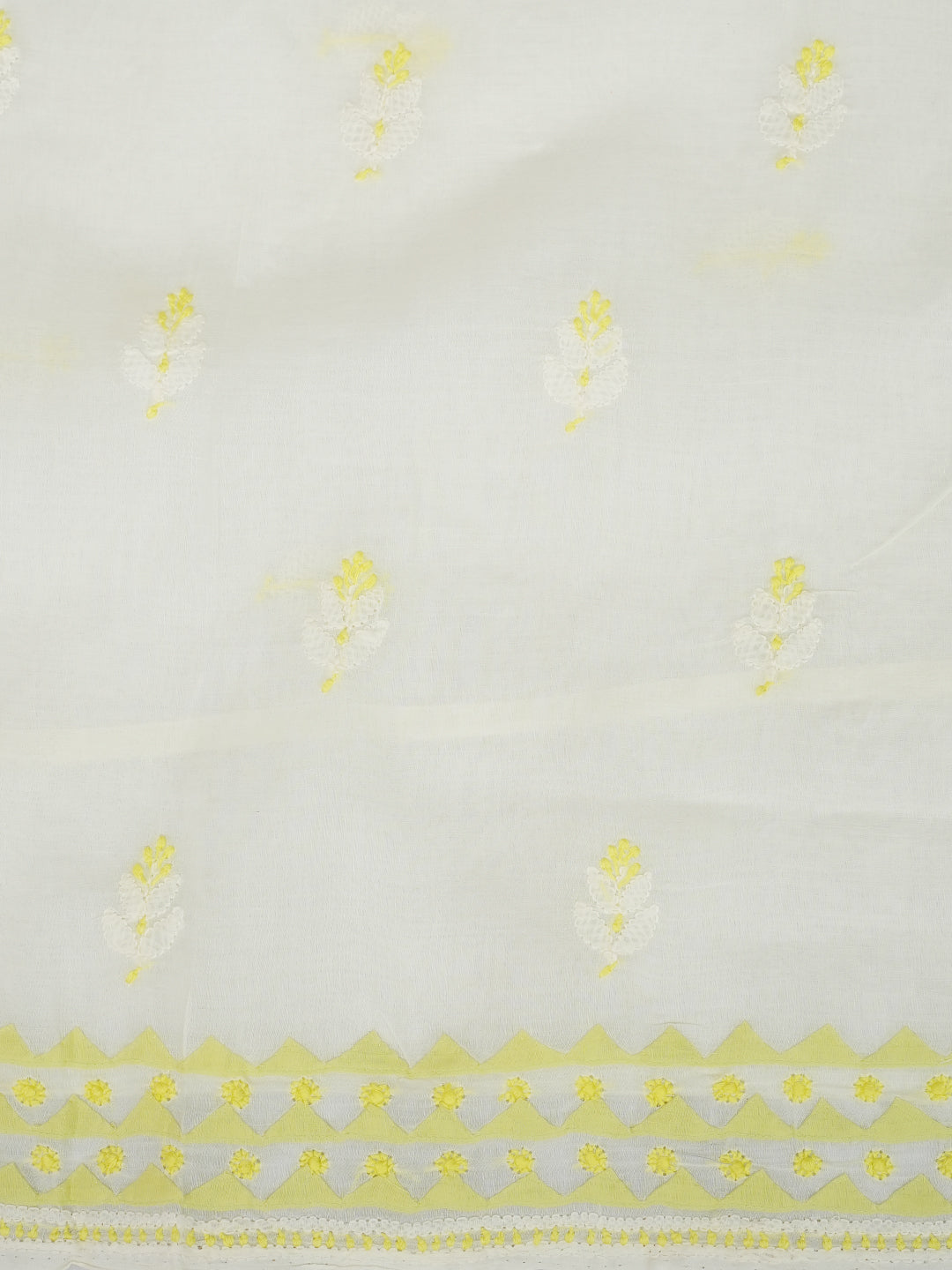 Designer Lime Green Cotton Chikankari Dress Material by Ada