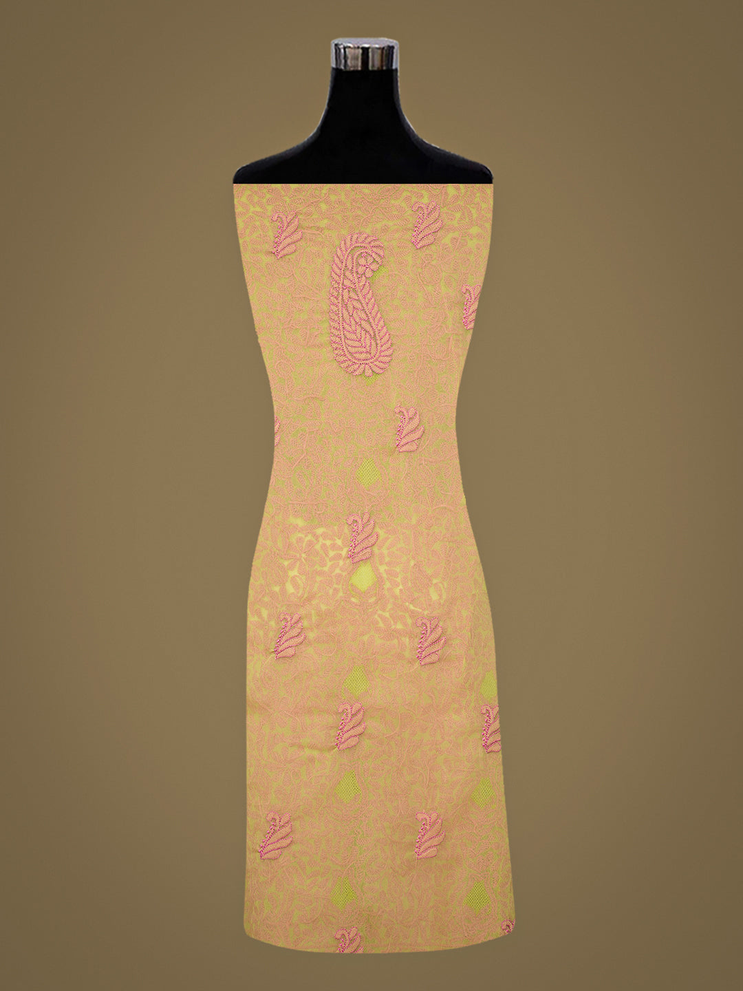 Ada Hand Embroidered Lime Green Faux Georgette Lucknowi Chikankari Unstitched Kurta 01A736940