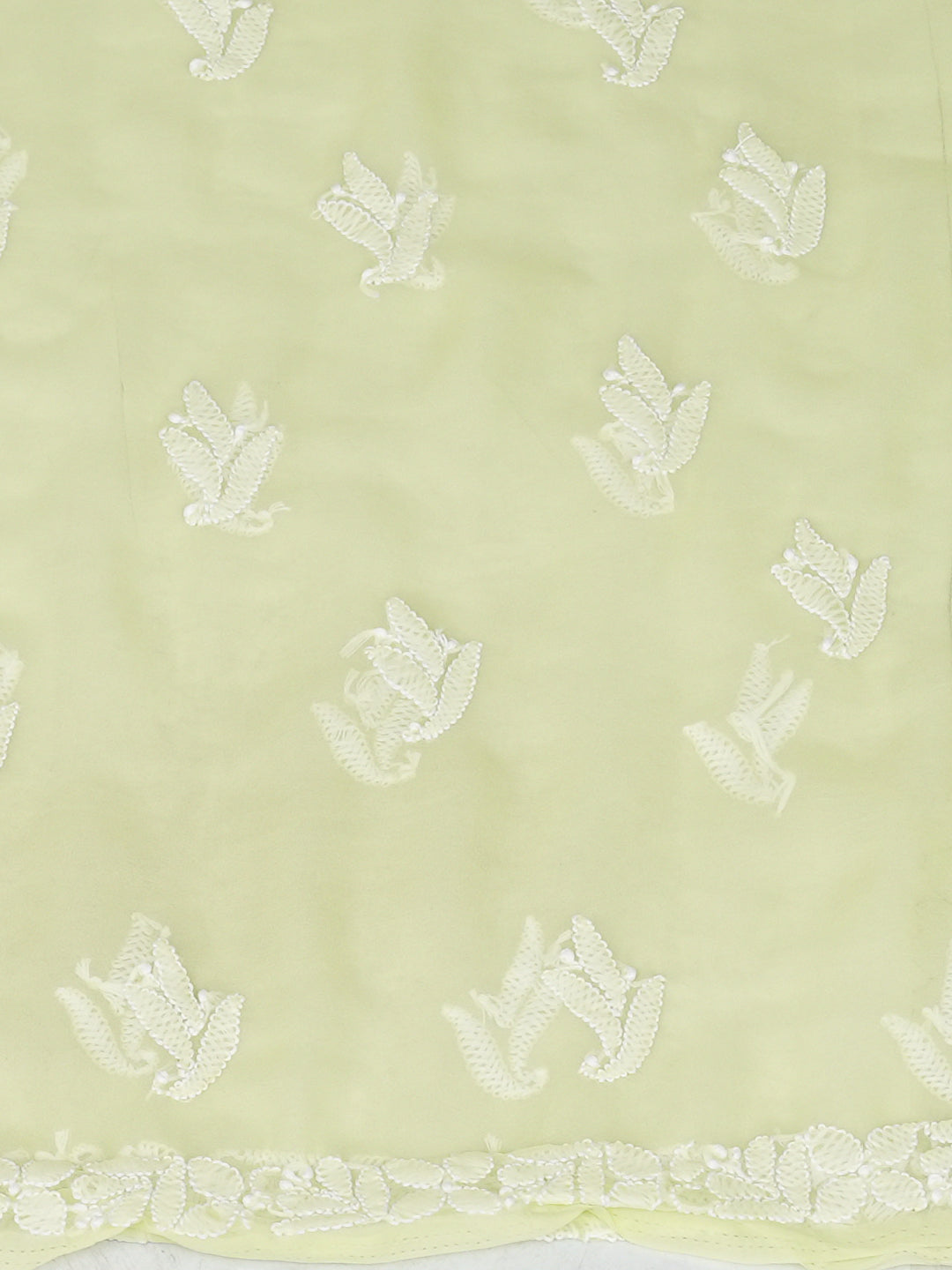 Ada Hand Embroidered Lime Green Faux Georgette Lucknowi Chikankari Unstitched Suit Piece_4