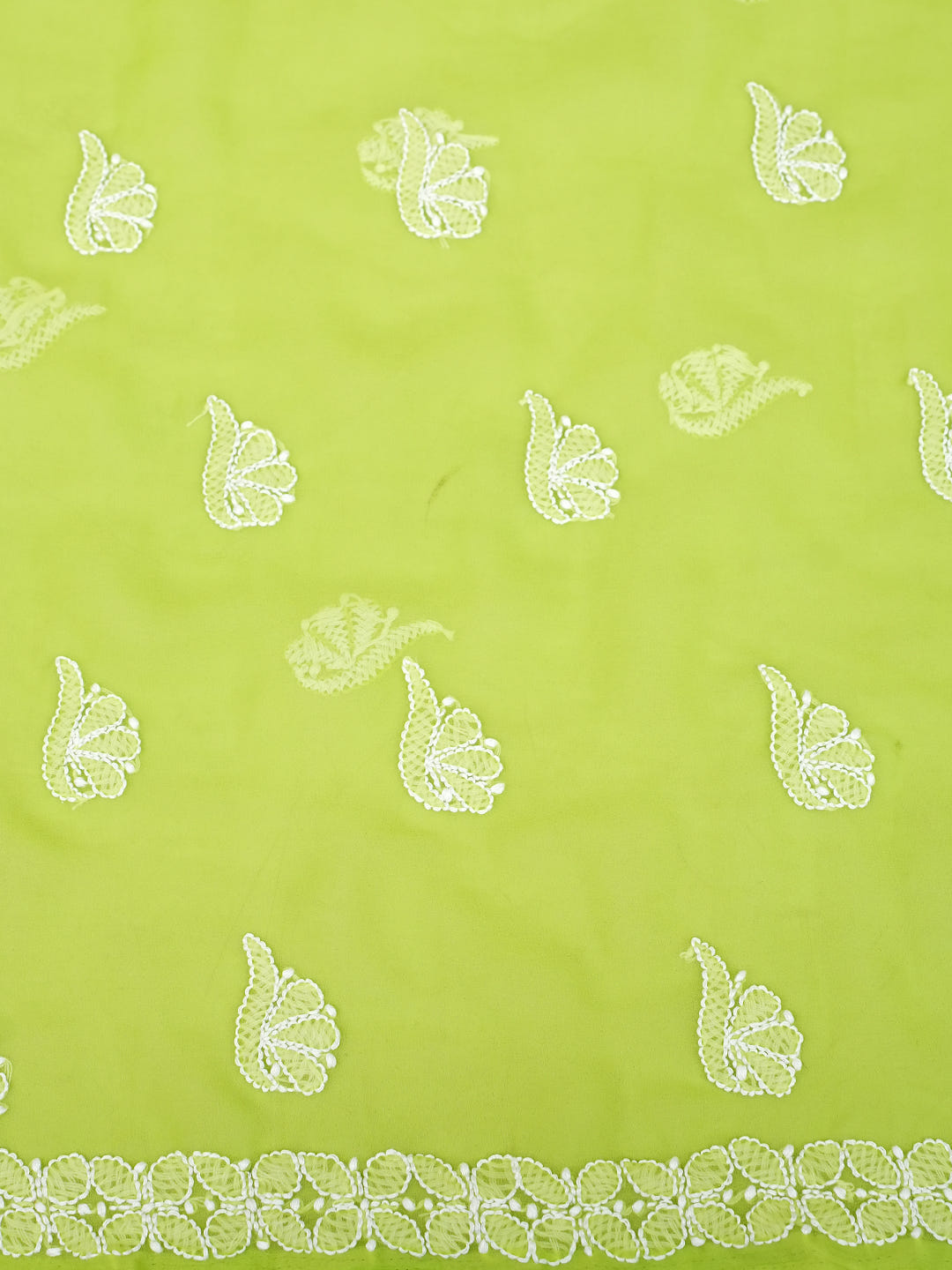 Ada Hand Embroidered Lime Green Faux Georgette Lucknowi Chikankari Unstitched Suit Piece 01A1002620