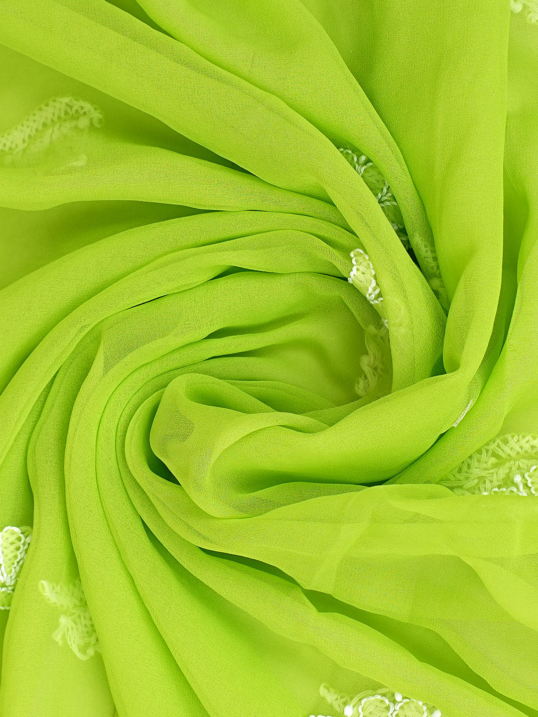 Ada Hand Embroidered Lime Green Faux Georgette Lucknowi Chikankari Unstitched Suit Piece 01A1002620