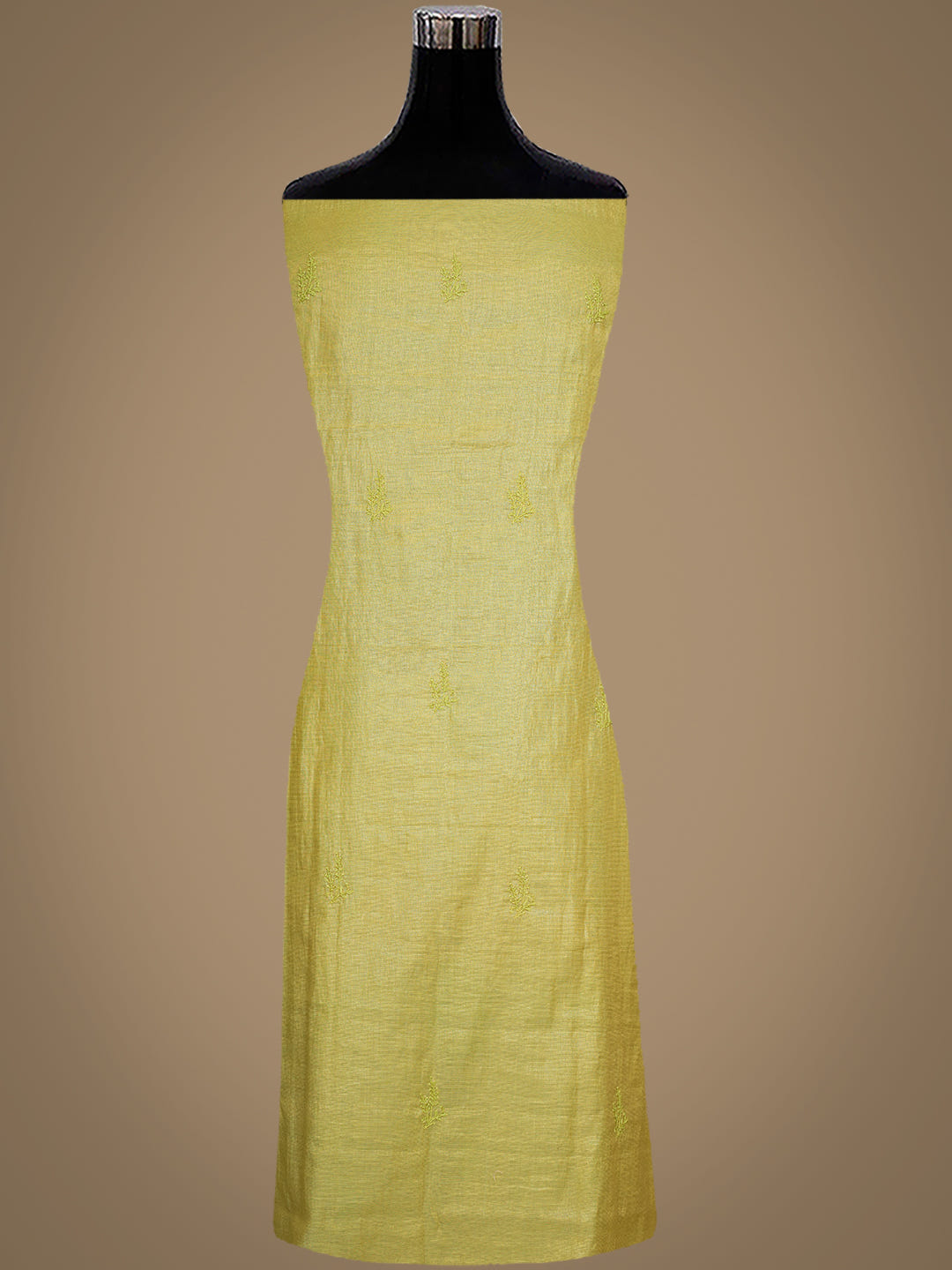 Ada Hand Embroidered Lime Green Tissue Unstitched Lucknowi Chikankari Kurta Dupatta Set 01A773161