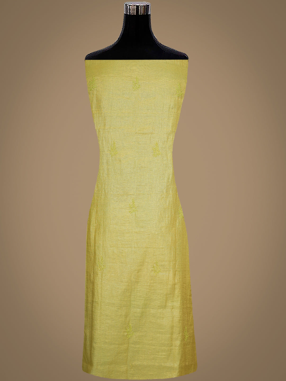 Ada Hand Embroidered Lime Green Tissue Unstitched Lucknowi Chikankari Kurta Dupatta Set 01A773161