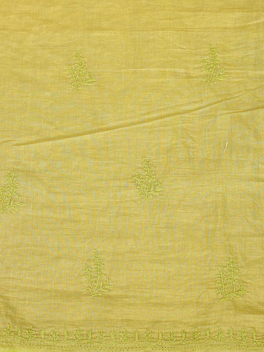 Ada Hand Embroidered Lime Green Tissue Unstitched Lucknowi Chikankari Kurta Dupatta Set 01A773161