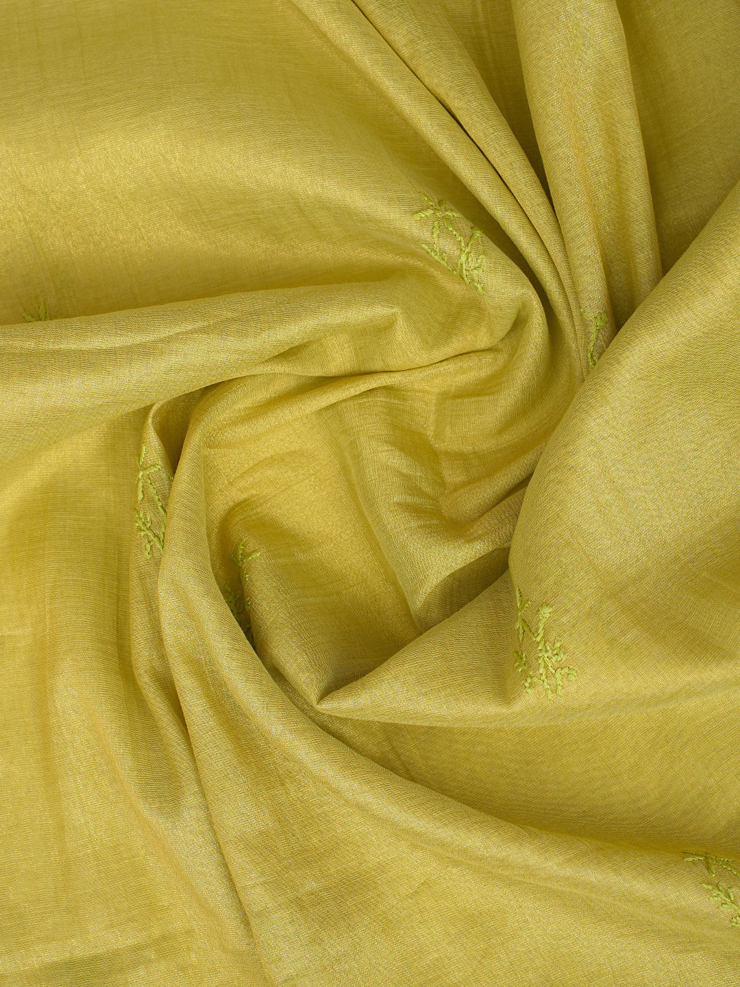 Ada Hand Embroidered Lime Green Tissue Unstitched Lucknowi Chikankari Kurta Dupatta Set 01A773161