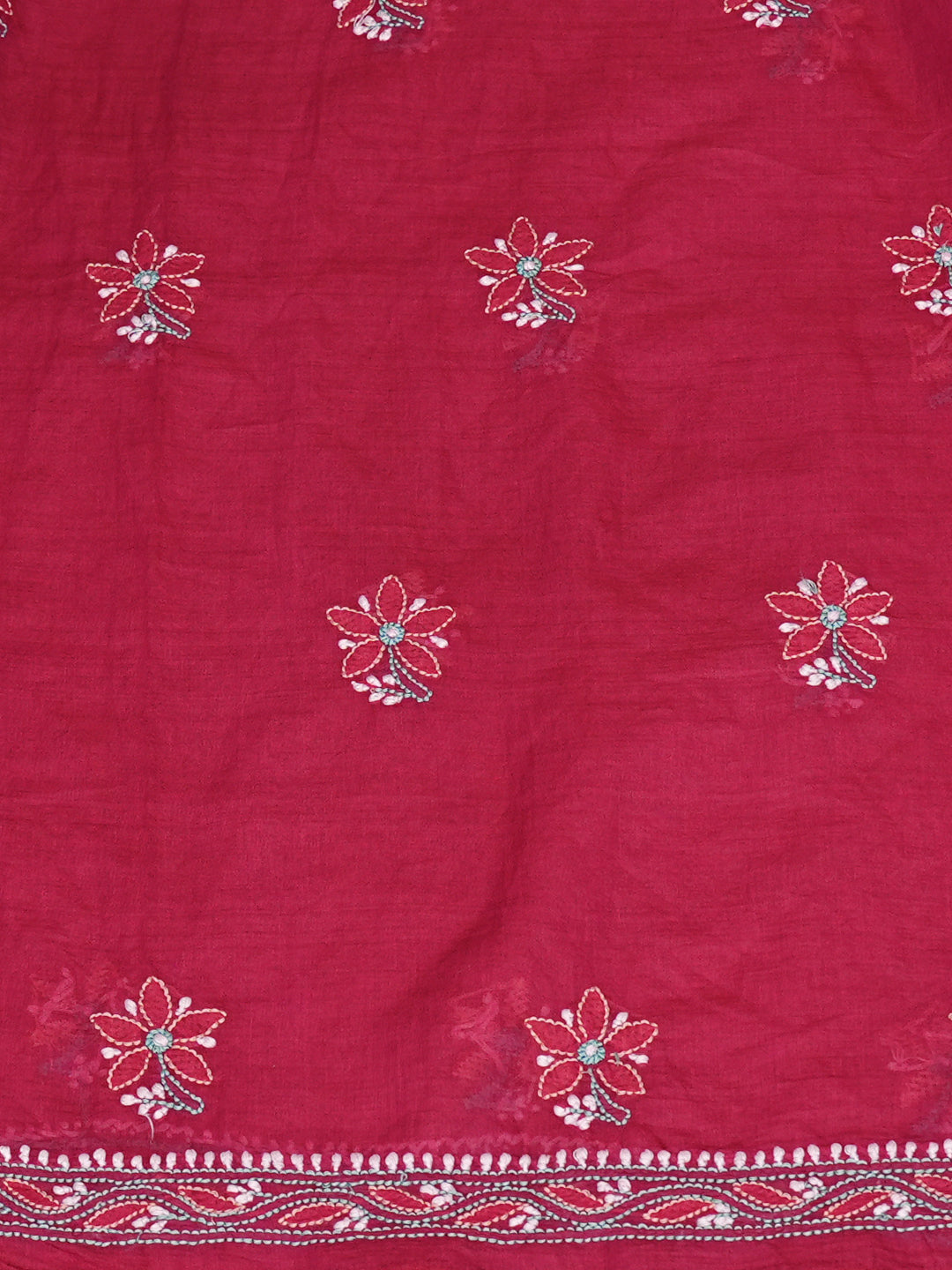 Ada Hand Embroidered Magenta Chanderi Lucknowi Chikankari Unstitched Kurta Dupatta Set 01A1012864
