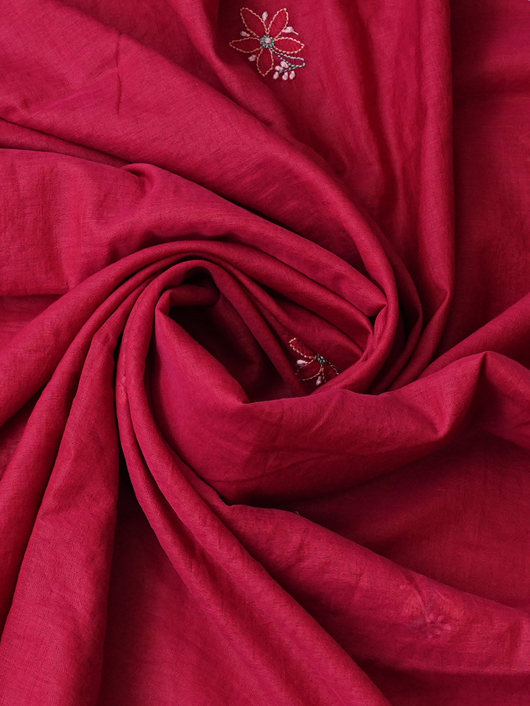 Ada Hand Embroidered Magenta Chanderi Lucknowi Chikankari Unstitched Kurta Dupatta Set 01A1012864