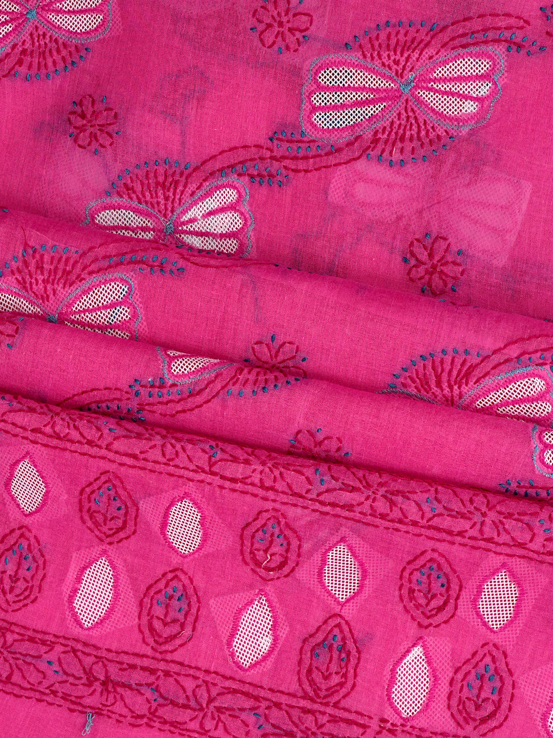 Ada Hand Embroidered Magenta Cotton Lucknowi Chikankari Unstitched Suit Piece 01A916016_6
