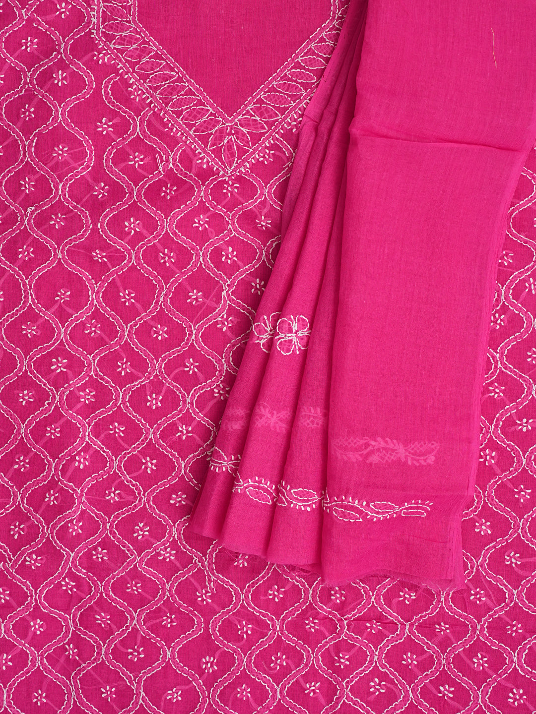 Ada Hand Embroidered Magenta Cotton Lucknowi Chikankari Unstitched Suit Piece 01A948093_4
