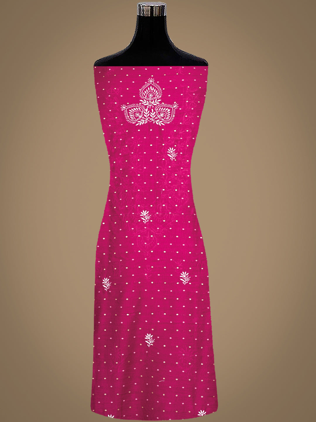 Ada Hand Embroidered Maroon Chanderi Lucknowi Chikankari Unstitched Suit Piece 01A989944
