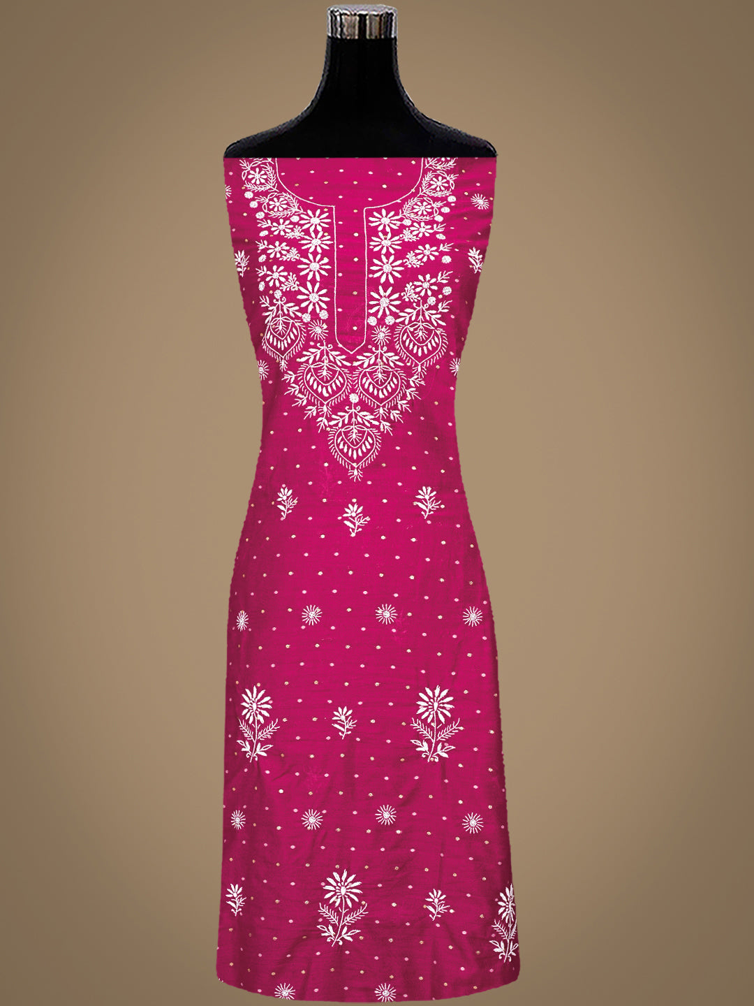 Ada Hand Embroidered Maroon Chanderi Lucknowi Chikankari Unstitched Suit Piece 01A989944