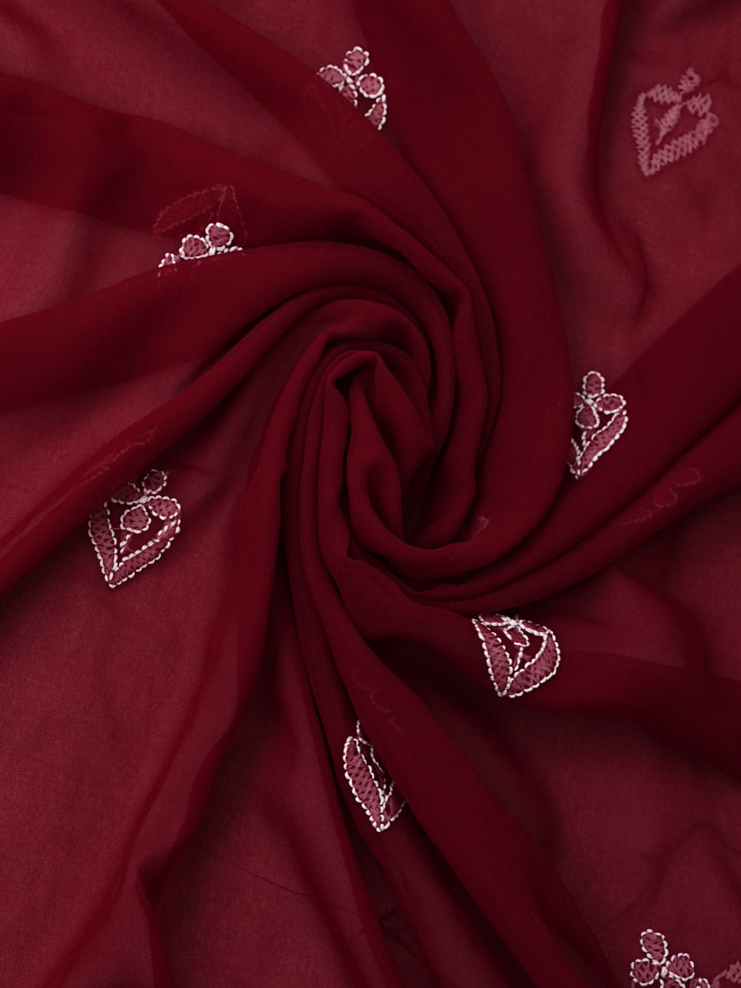 Ada Hand Embroidered  Maroon Faux Georgette Lucknowi Chikankari Unstitched Suit Piece 01A1002615
