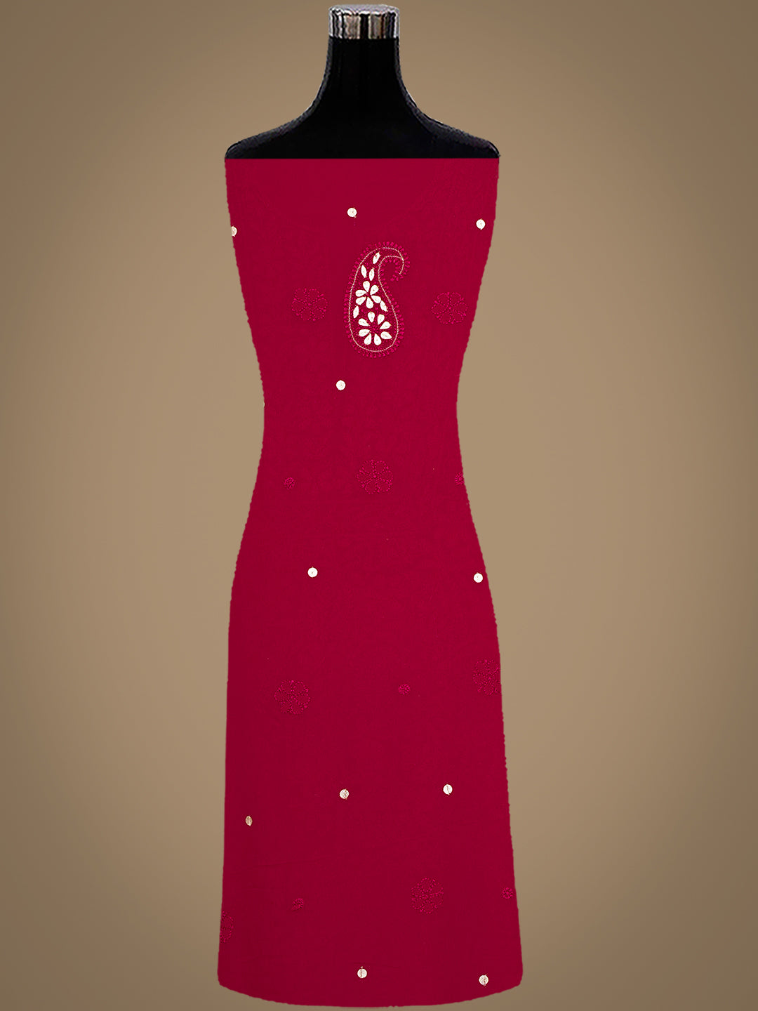 Ada Hand Embroidered Maroon Viscose Georgette Lucknowi Chikankari Unstitched Kurta Dupatta Set With Gota Patti Work 01A933429