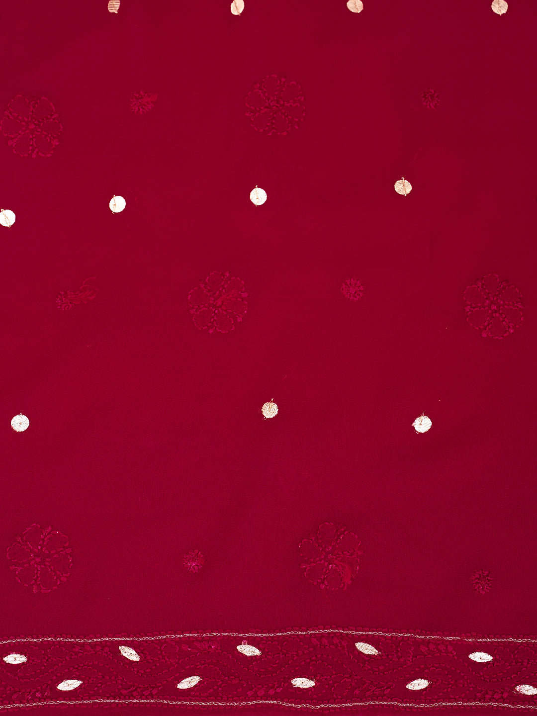Ada Hand Embroidered Maroon Viscose Georgette Lucknowi Chikankari Unstitched Kurta Dupatta Set With Gota Patti Work 01A933429